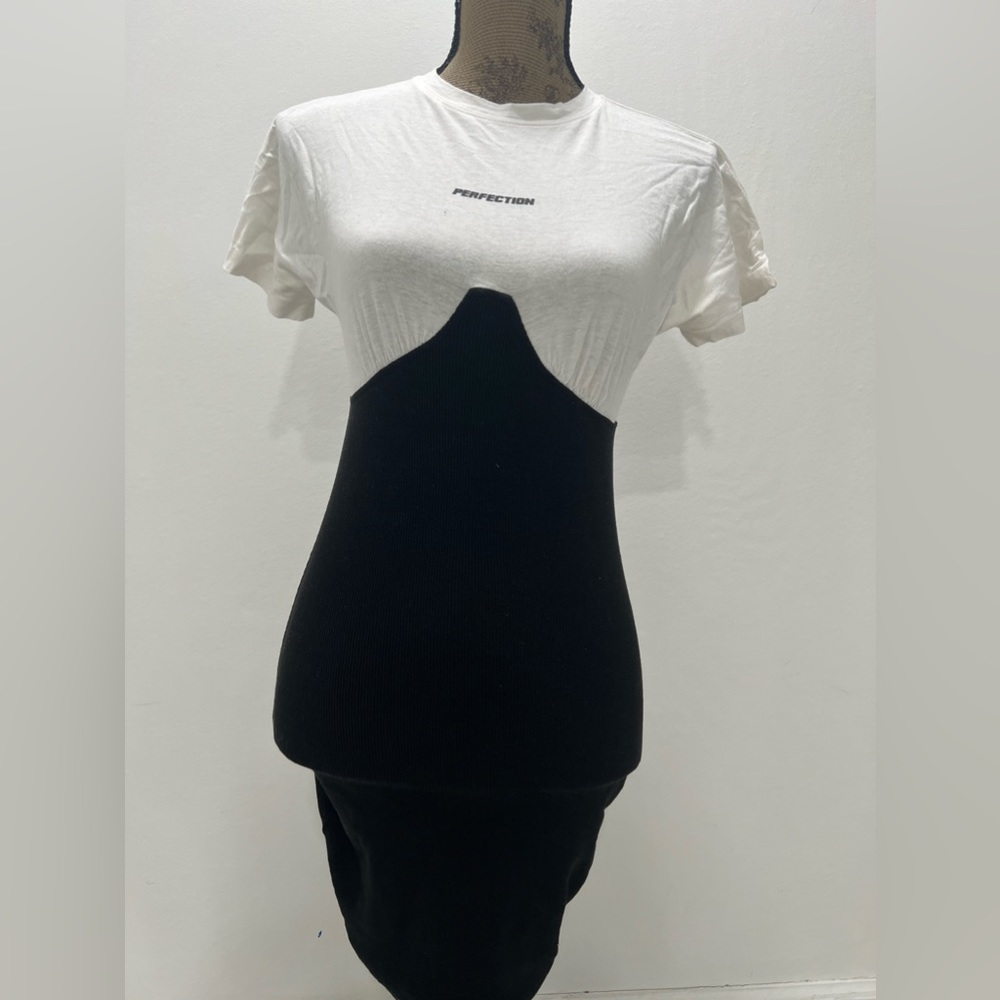 Adika Perfection Mini Dress Black & White Ribbed Corset Style